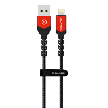 Blavec Kabel Raptor pleciony - USB na Lightning - 2A 3 metry Apple CarPlay (CRA-UL2BR30) czarno-czerwony