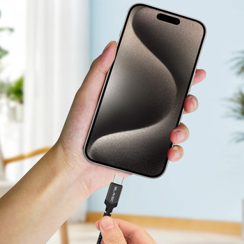 Blavec Kabel Raptor pleciony - Typ C na Typ C - PD 100W 5A 1 metr Apple CarPlay/Android Auto (CRA-CC5BG10) czarno-szary