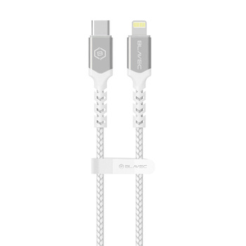 Blavec Cable Raptor braided - Type C to Lightning - PD 20W 2,4A 3 metres Apple CarPlay (CRA-CL24WS30) white-silver