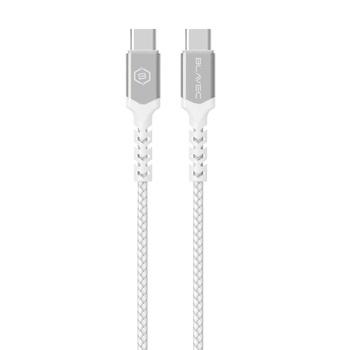 Blavec Kabel Raptor pleciony - Typ C na Typ C - PD 60W 3A 0,5 metra Apple CarPlay/Android Auto (CRA-CC3WS05) biało-srebrny