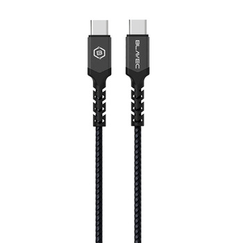 Blavec Kabel Raptor pleciony - Typ C na Typ C - PD 60W 3A 0,25 metra Apple CarPlay/Android Auto (CRA-CC3BG025) czarno-szary