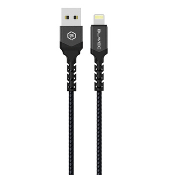 Blavec Kabel Raptor pleciony - USB na Lightning - 2,4A 0,5 metra Apple CarPlay (CRA-UL24BG05) czarno-szary