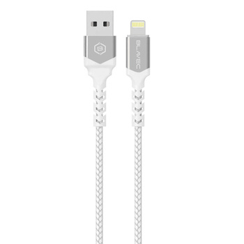 Blavec Kabel Raptor pleciony - USB na Lightning - 2,4A 0,5 metra Apple CarPlay (CRA-UL24WS05) biało-srebrny