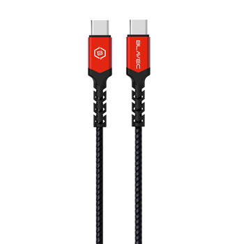 Blavec Cable Raptor braided - Type C to Type C - PD 60W 3A 0,5 metres Apple CarPlay/Android Auto (CRA-CC3BR05) black-red