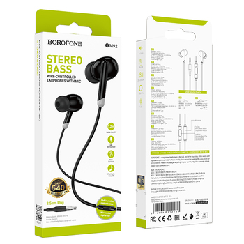 Borofone Earphones BM92 Refined with microphone black