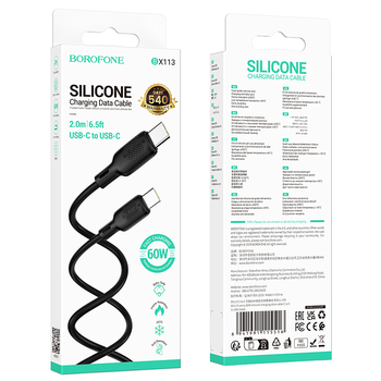 Borofone Kabel BX113 Lenny - Typ C na Typ C - PD 60W 3A 2 metry czarny