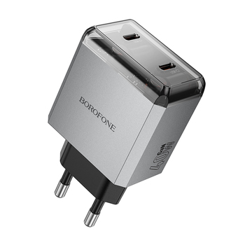 Borofone Ładowarka sieciowa BN21 Lena - 2xTyp C - PD 40W szara