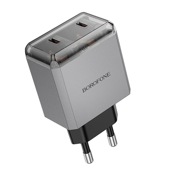 Borofone Ładowarka sieciowa BN21 Lena - 2xTyp C - PD 40W szara
