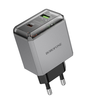 Borofone Wall charger BN20 Lena - USB + Type C - PD 35W grey