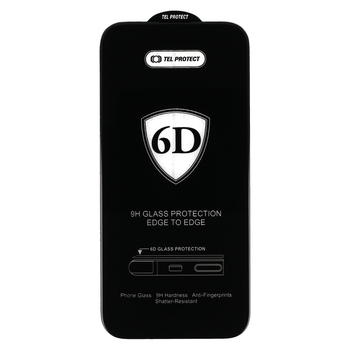 Hartowane szkło Tel Protect Full Glue 6D do IPHONE 16 Czarne - PAKIET 10 SZTUK