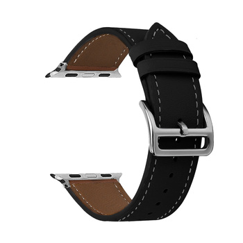 Pasek do Apple Watch 38/40/41 skórzany wzór 1 czarny
