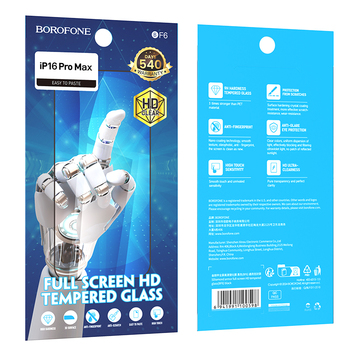 Borofone Hartowane szkło BF6 Diamond Armor Full Screen HD do Iphone 16 Pro Max - 10 sztuk