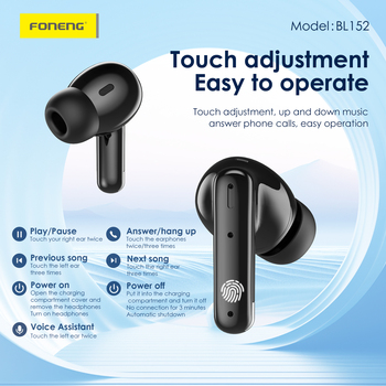 Foneng Słuchawki Bluetooth TWS BL152 ANC+ENC redukcja szumów białe