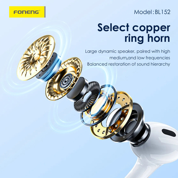 Foneng Słuchawki Bluetooth TWS BL152 ANC+ENC redukcja szumów białe