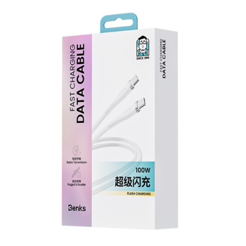 Benks Cable D47 braided - Type C to Type C - PD 100W 1 metre white
