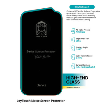 Benks Hartowane szkło Joy Touch Matte Glass do Iphone 16 Plus czarne