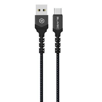 Blavec Cable Raptor braided - USB to Type C - 3A 1 metre Apple CarPlay/Android Auto (CRA-UC3BG10) black-grey