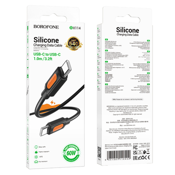 Borofone Kabel BX114 Structure - Typ C na Typ C - PD 60W 3A 1 metr czarny