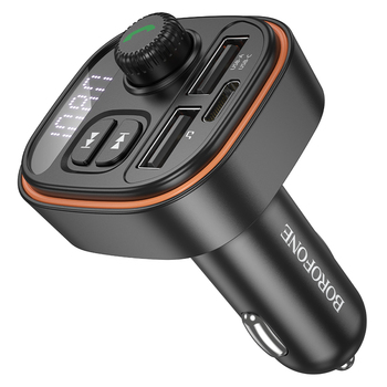 Borofone Transmiter FM BC59 Heroic MP3, Bluetooth - 2xUSB + Typ C - czarny