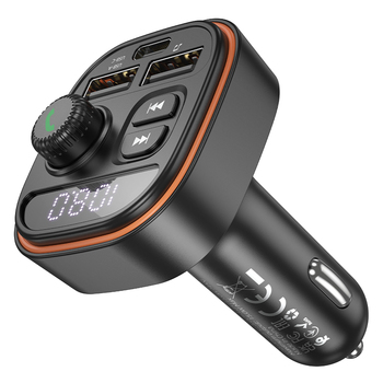 Borofone Transmiter FM BC59 Heroic MP3, Bluetooth - 2xUSB + Typ C - czarny