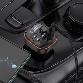 Borofone Transmiter FM BC59 Heroic MP3, Bluetooth - 2xUSB + Typ C - czarny