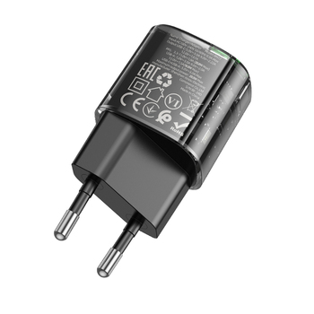 Borofone Wall charger BN17 Sunlight - USB + Type C -  QC 3.0 PD 20W 3A black