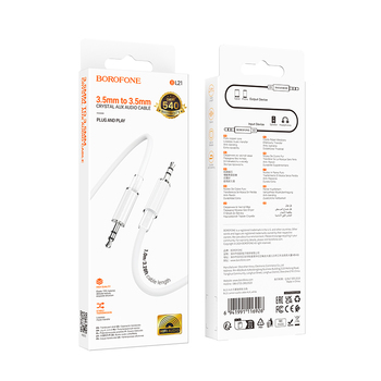 Borofone Kabel AUX BL21 Lemon - jack 3,5mm na jack 3,5mm - 1 metr biały