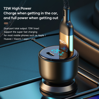Rock Car charger H16  - USB + Type C - 72W 5A blue