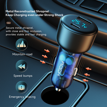 Rock Car charger H16  - USB + Type C - 72W 5A blue