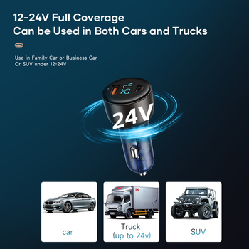 Rock Car charger H16  - USB + Type C - 72W 5A blue