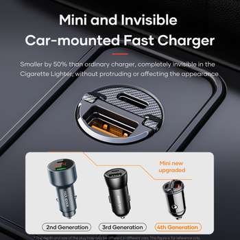 Rock Car charger H18 Mini  - USB + Type C - 30W 3A black