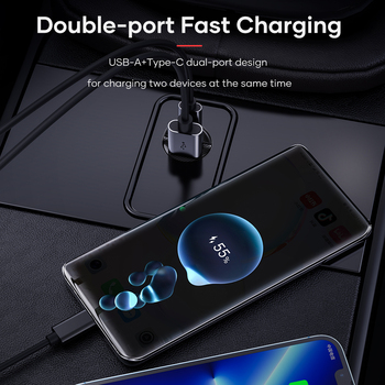 Rock Car charger H18 Mini  - USB + Type C - 30W 3A black