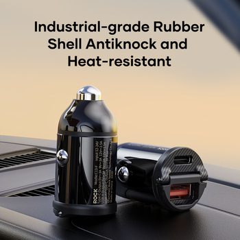 Rock Car charger H18 Mini  - USB + Type C - 30W 3A black