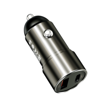 Rock Car charger H20  - USB + Type C - 15W 3A dark grey