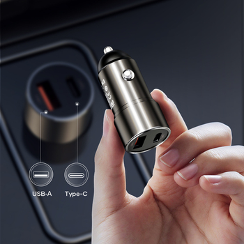 Rock Car charger H20  - USB + Type C - 15W 3A dark grey