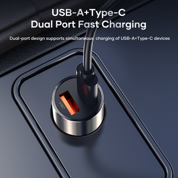 Rock Car charger H20 - USB + Type C - 15W 3A dark grey