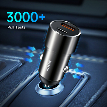 Rock Car charger H20  - USB + Type C - 15W 3A dark grey