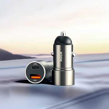 Rock Car charger H20  - USB + Type C - 15W 3A dark grey