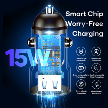 Rock Car charger H20 - USB + Type C - 15W 3A dark grey
