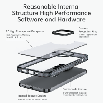 Rock Crystal Shield Series Case for Iphone 14 Pro transparent-black