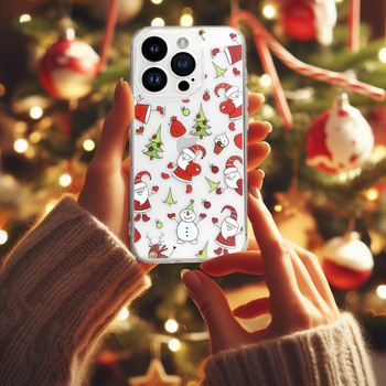 TEL PROTECT Christmas Clear Case for Iphone 14 Design 1