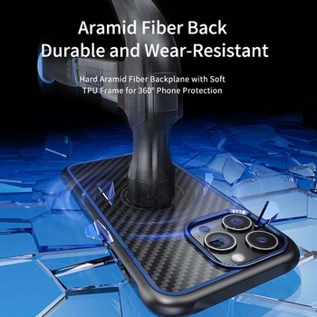 Rock Kevlar Series Aramid Fiber Magnetic Case for Iphone 15 Pro Max black
