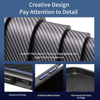 Rock Kevlar Series Aramid Fiber Magnetic Case for Iphone 15 black