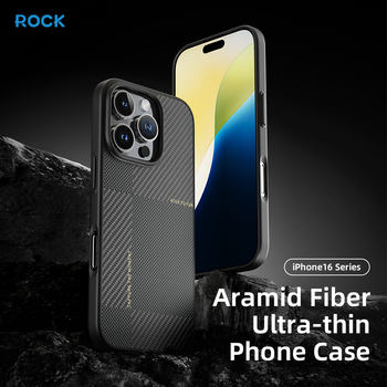 Rock Ultra Thin Aramid Fiber Kevlar 600D Case for Iphone 16 Pro Max black