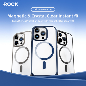 Rock Guard Series Magnetic Case for Iphone 16 transparent-grey