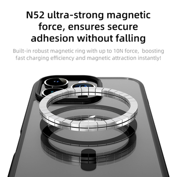 Rock Guard Series Magnetic Case for Iphone 16 Plus transparent-black