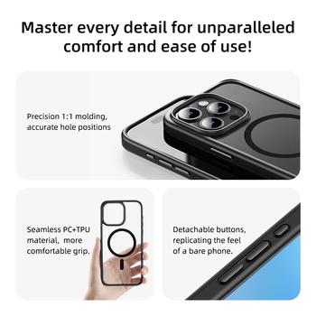 Rock Guard Series Magnetic Case for Iphone 16 Plus transparent-black