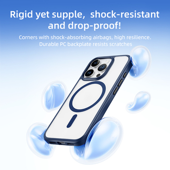 Rock Guard Series Magnetic Case for Iphone 16 Pro Max transparent-black