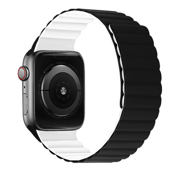 Pasek do Apple Watch 38/40/41 silikonowy magnetyczny dwustronny wzór 2 biało-czarny