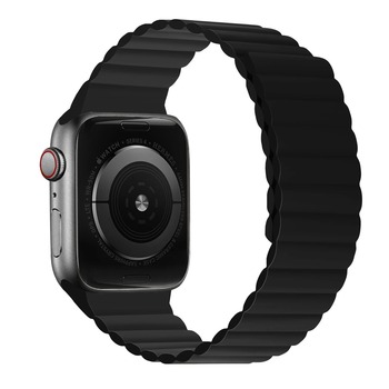 Pasek do Apple Watch 38/40/41 silikonowy magnetyczny dwustronny wzór 2 czarny
